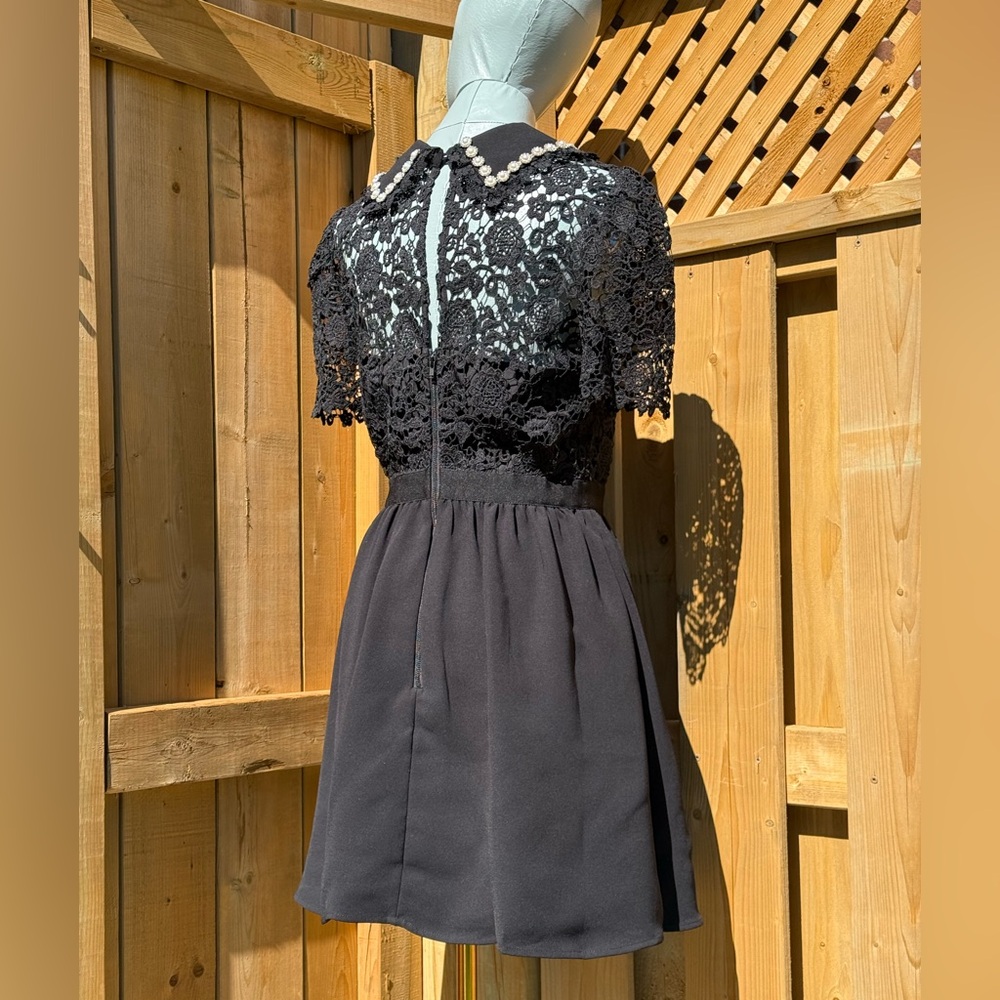 🆕 SELF PORTRAIT 🧿 NWOT Black Guipure Diamante Lace Mini Dress - Sz UK 10 US 6 - Picture 9 of 16